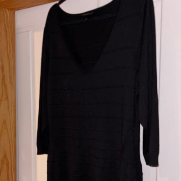 Lane Bryant Black Long Sleeve Knit Midi Dress with Subtle A-Line - Picture 5 of 9